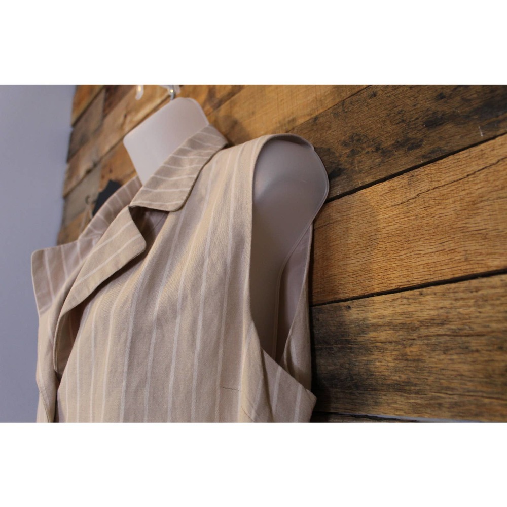 SALE-Sherry Taylor women's wheat colored stripped shirt dress size M - Picture 8 of 12